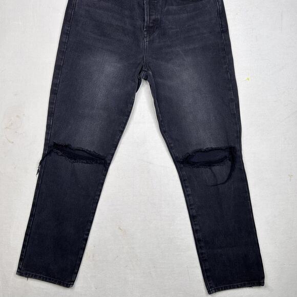 Pistola Jeans Womens 29 Black Distressed High Rise Straight Leg Button Fly Denim - Picture 10 of 14